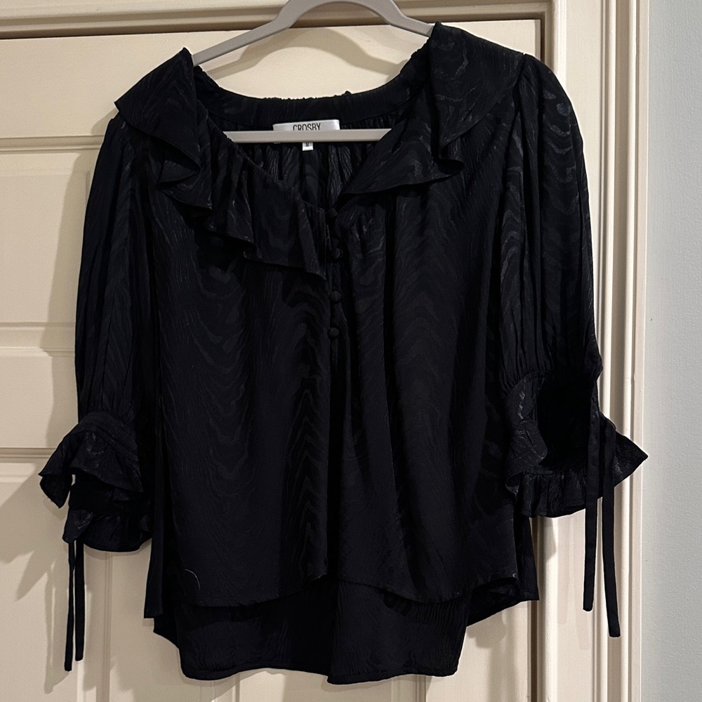 Crosby Black Ruffled Blouse
